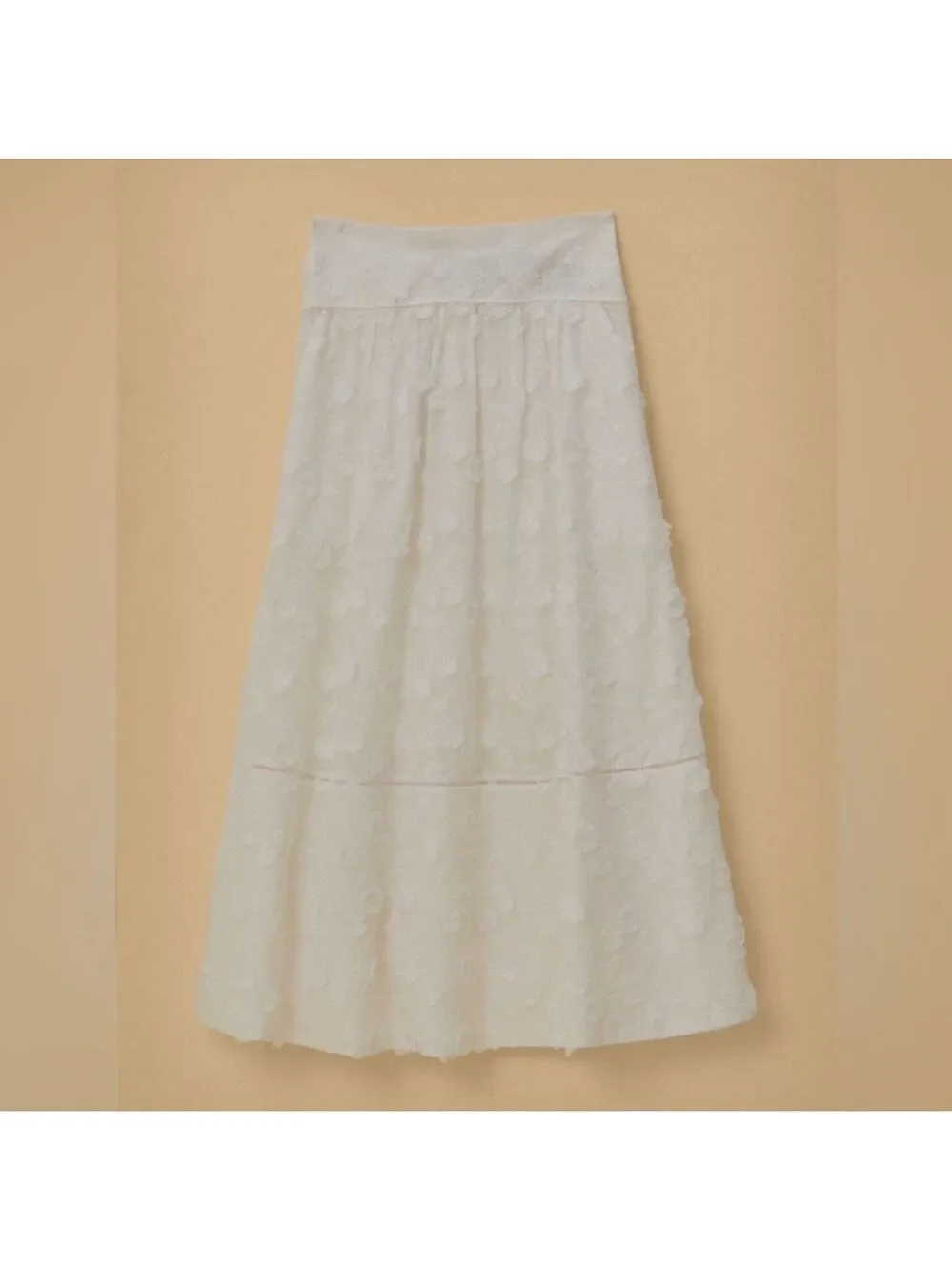 Farm Rio Off-White 3d Flower Midi Skirt